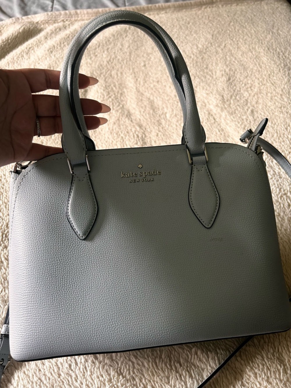 kate spade pebble leather dome satchel in light gray